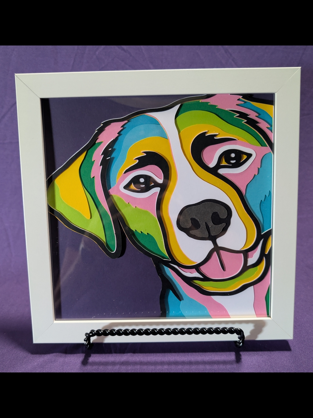 Colorful Pop Art Dog Print in White Frame - Multicolor Lab